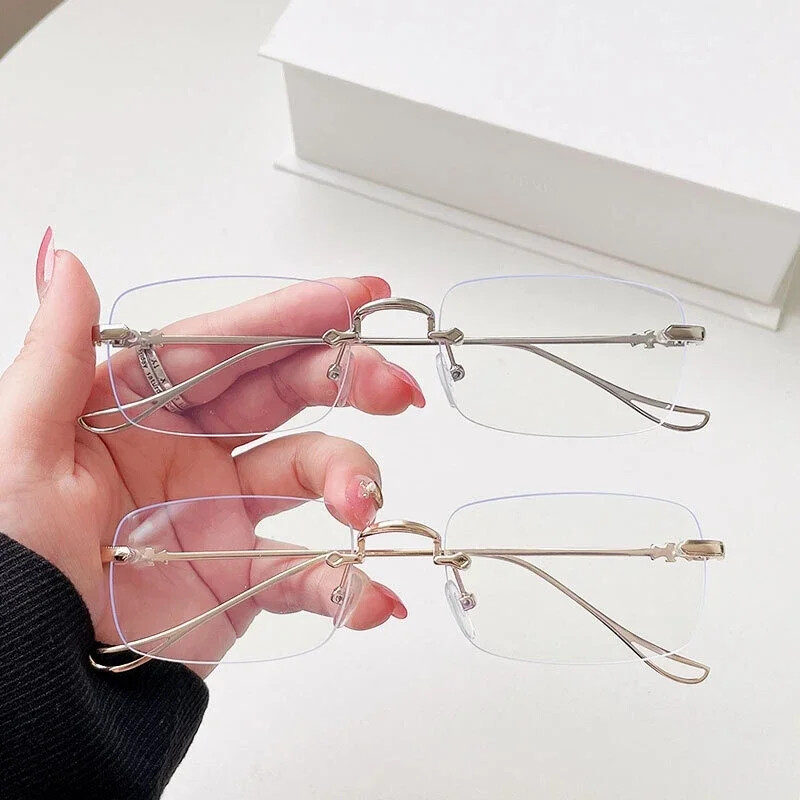 Ultra lagane uniseks naočale bez okvira Trend naočale za kratkovidnost Ultra lagane naočale s malim četvrtastim rubom protiv plavog svjetla za vid na blizinu