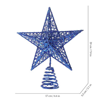 Xmas Tree Star Topper Christmas Stars on of Halloween Indoor Decor Διακοσμήσεις εξωτερικού χώρου Blue Iron