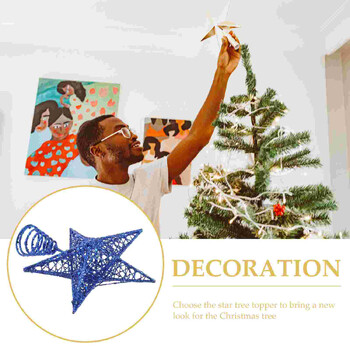 Xmas Tree Star Topper Christmas Stars on of Halloween Indoor Decor Διακοσμήσεις εξωτερικού χώρου Blue Iron