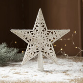 Glitter White Star Top Χριστουγεννιάτικα στολίδια, Χαρούμενα Διακοσμητικά για το Σπίτι, Χριστουγεννιάτικο Δέντρο, Δώρο Πρωτοχρονιάς, 1 τεμ.
