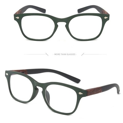 Retro medienos grūdelių skaitymo akiniai vyrams, moteriški, nesulaužomi kvadratiniai viso ratlankio Aukštos kokybės didinamieji akiniai ikislaugiai mėlyni +150 250
