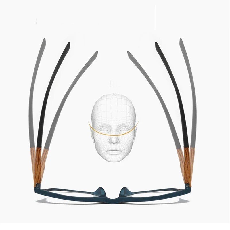 Retro medienos grūdelių skaitymo akiniai vyrams, moteriški, nesulaužomi kvadratiniai viso ratlankio Aukštos kokybės didinamieji akiniai ikislaugiai mėlyni +150 250