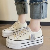 2024 Női, 4,5 cm-es magasságnövelő tornacipő Légáteresztő gördeszka vászoncipő Divat Fűzős Platform alkalmi tornacipő