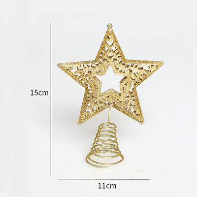 Zelta mirdzoši Ziemassvētku eglītes top dzelzs zvaigžņu Ziemassvētku rotājumi mājām Ziemassvētku eglīšu rotājumi Navidad Jaunais gads Natal Noel