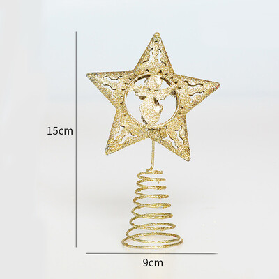 Zelta mirdzoši Ziemassvētku eglītes top dzelzs zvaigžņu Ziemassvētku rotājumi mājām Ziemassvētku eglīšu rotājumi Navidad Jaunais gads Natal Noel