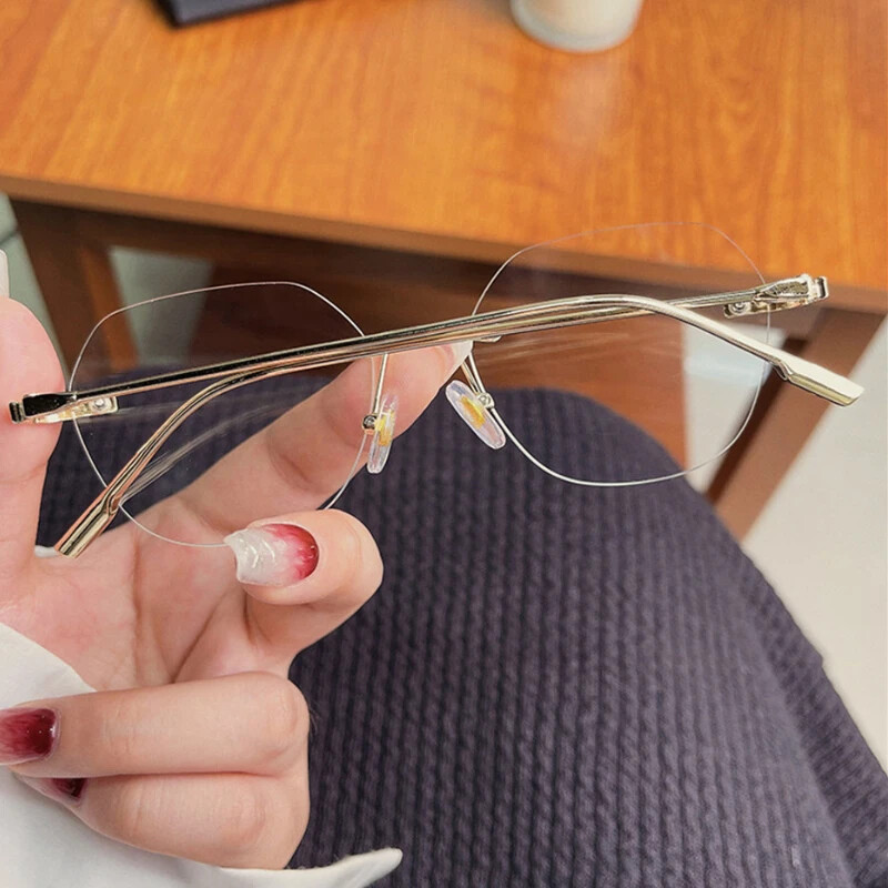 Itin lengvi metaliniai akiniai be rėmelių baigti skaitymo akiniai moterims Vyriški dideli akiniai nuo trumparegystės -1,0 1,5 2,0 2,5 3,0 3,5 4,0 4,5 5,0