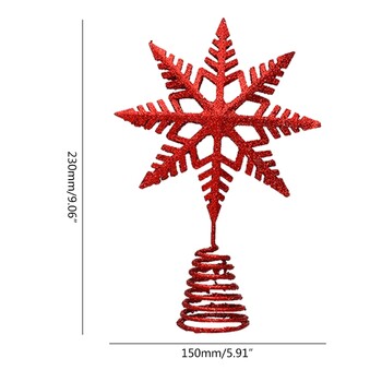 Χριστουγεννιάτικο δέντρο Topper Star Snowflake Χρυσό Ασημί Κόκκινο Glitter για Χριστουγεννιάτικο Δέντρο Κορυφαίας διακόσμησης Φεστιβάλ Φωτογραφίας στηρίγματα