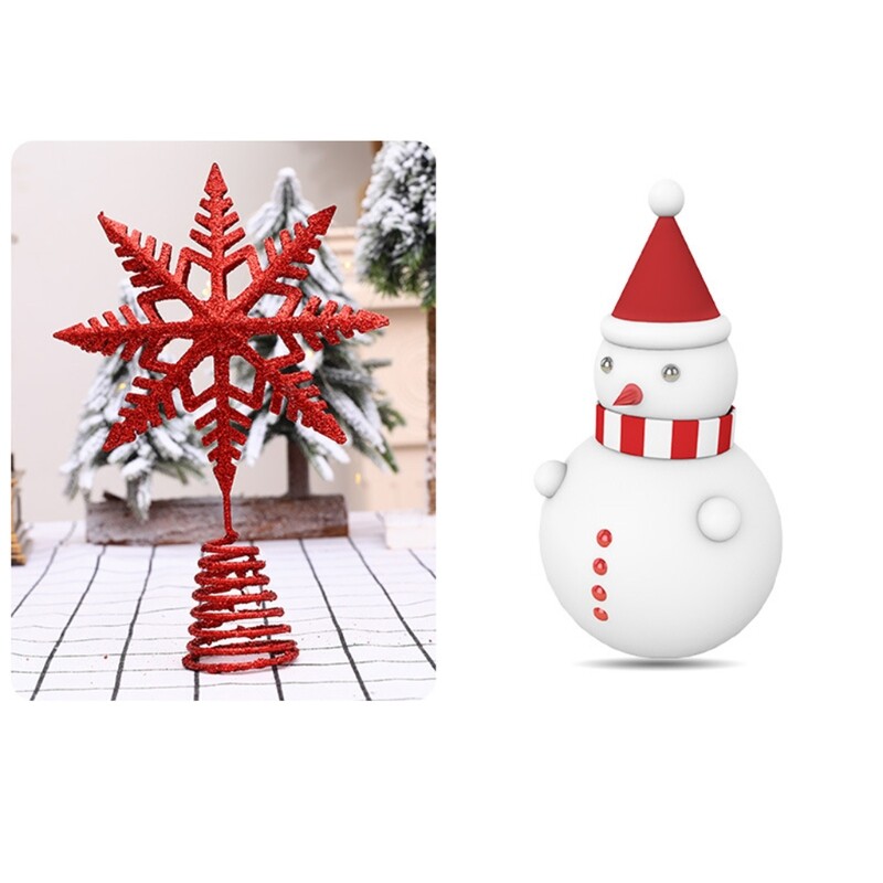 Ziemassvētku eglītes virsotne Zvaigzne Sniegpārsla Zelta sudraba Sarkans Glitter Ziemassvētku eglīšu galotņu rotājumu Ornamentu Fotorekvizītu festivālam