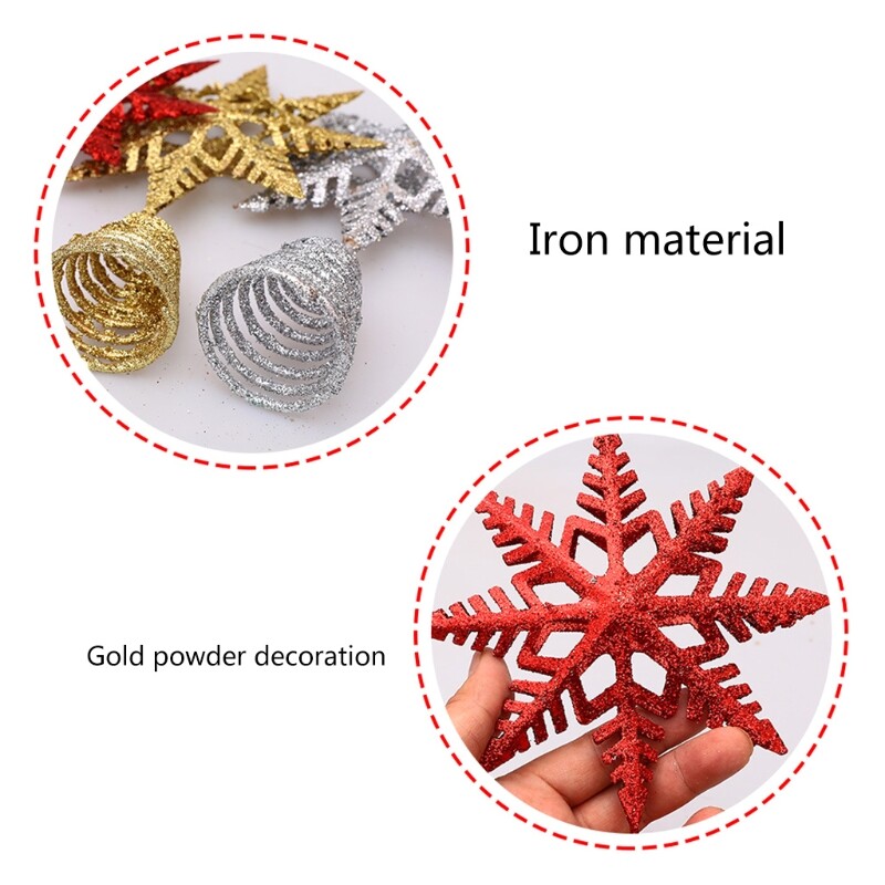 Ziemassvētku eglītes virsotne Zvaigzne Sniegpārsla Zelta sudraba Sarkans Glitter Ziemassvētku eglīšu galotņu rotājumu Ornamentu Fotorekvizītu festivālam