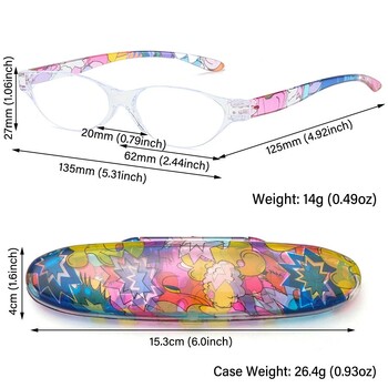 Модни винтидж очила за четене с цветя с кутия Мини компактни пролетни панти Очила за пресбиопия Очила за четене против синя светлина