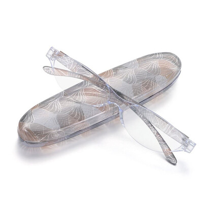 Ochelari de lectură vintage cu flori de modă, cu cutie, ochelari de vedere pentru prezbiopie, mini balamale compacte cu arc, ochelari de citire anti-lumină albastră