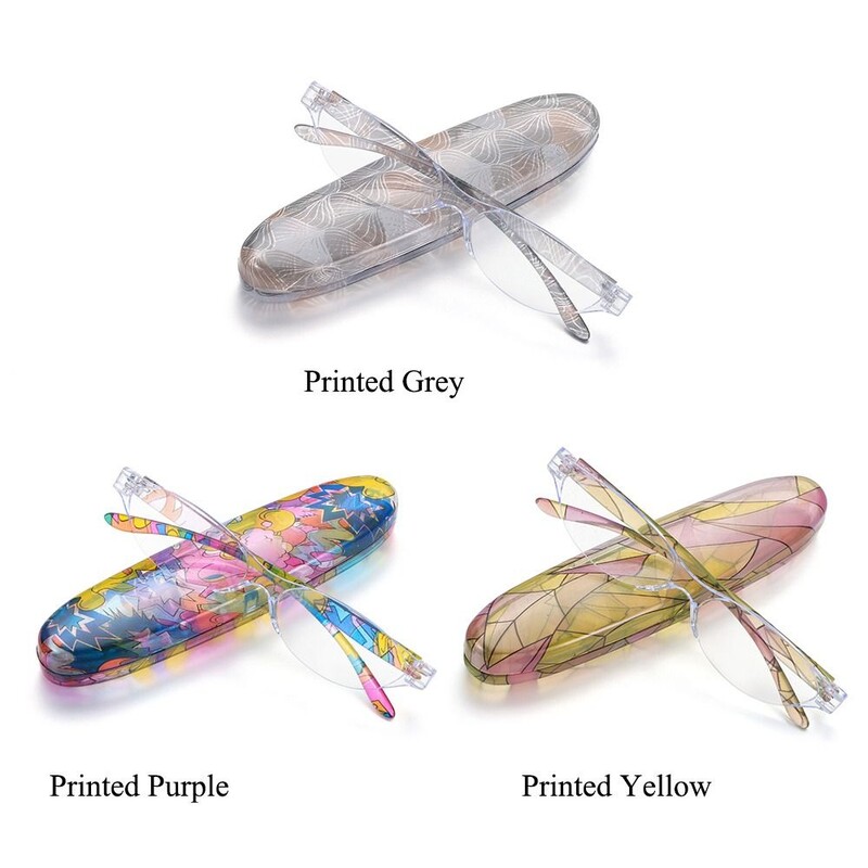 Ochelari de lectură vintage cu flori de modă, cu cutie, ochelari de vedere pentru prezbiopie, mini balamale compacte cu arc, ochelari de citire anti-lumină albastră