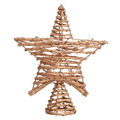 67JE Ziemassvētku eglīšu galotnes Zvaigžņu rotangpalmas pentagrammas formas koku galotnes iepirkšanās centram. Stilīgs festivāla ornaments