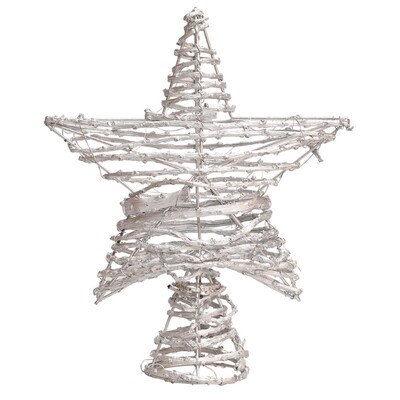 67JE Ziemassvētku eglīšu galotnes Zvaigžņu rotangpalmas pentagrammas formas koku galotnes iepirkšanās centram. Stilīgs festivāla ornaments