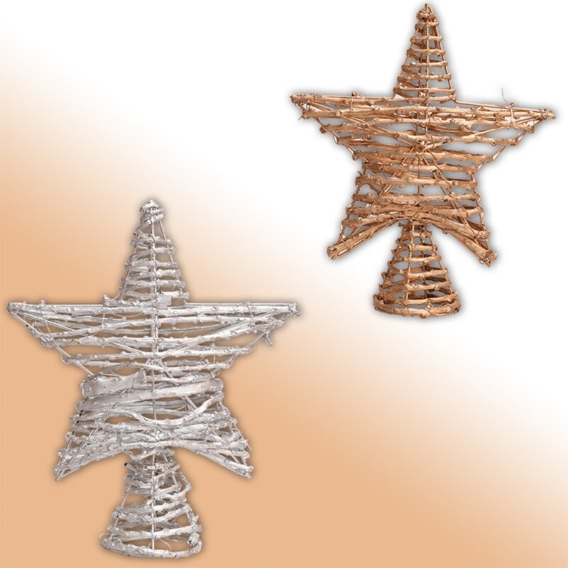 67JE Ziemassvētku eglīšu galotnes Zvaigžņu rotangpalmas pentagrammas formas koku galotnes iepirkšanās centram. Stilīgs festivāla ornaments