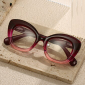 Katės akies skaitymo akiniai moterims Didelio dydžio mados kompiuterių skaitytuvai su spyruokliniais vyriais mėlynais šviesą blokuojančiais akiniais