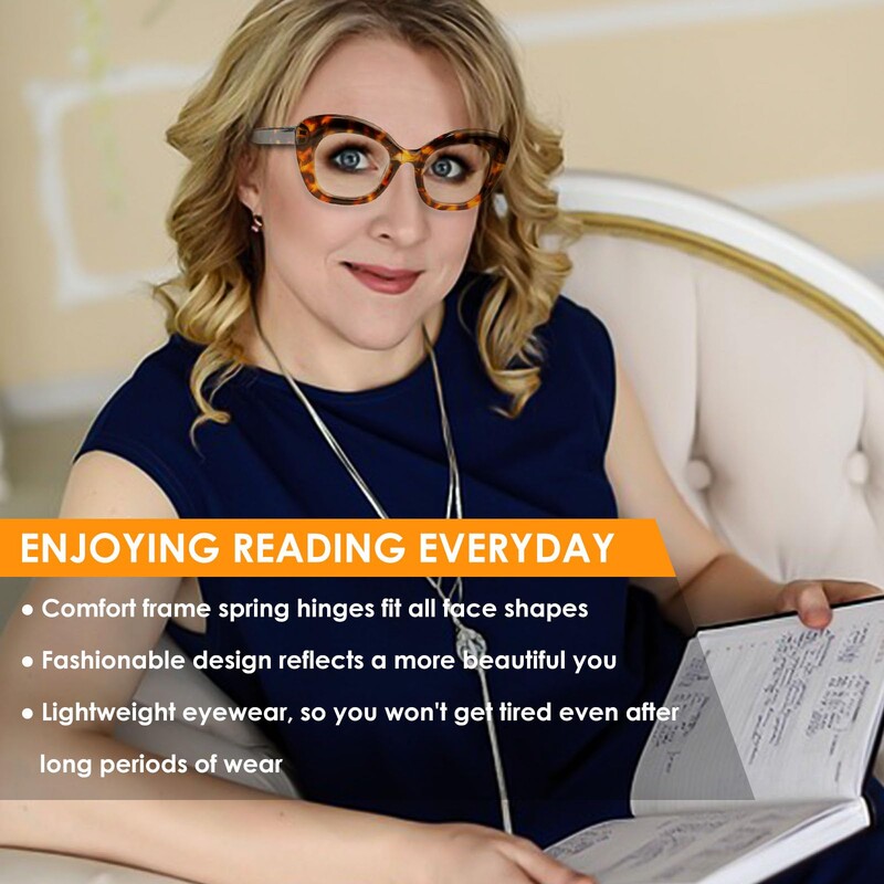 Katės akies skaitymo akiniai moterims Didelio dydžio mados kompiuterių skaitytuvai su spyruokliniais vyriais mėlynais šviesą blokuojančiais akiniais
