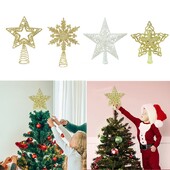 1 gab. Ziemassvētku eglītes top zvaigzne, izdobta Ziemassvētku eglītes virsotne, mirdzoša zvaigzne, mirdzoša sniegpārsliņa, Ziemassvētku ballīšu dekori Jaunais 2024. gads