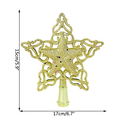 1 gab. Ziemassvētku eglītes top zvaigzne, izdobta Ziemassvētku eglītes virsotne, mirdzoša zvaigzne, mirdzoša sniegpārsliņa, Ziemassvētku ballīšu dekori Jaunais 2024. gads