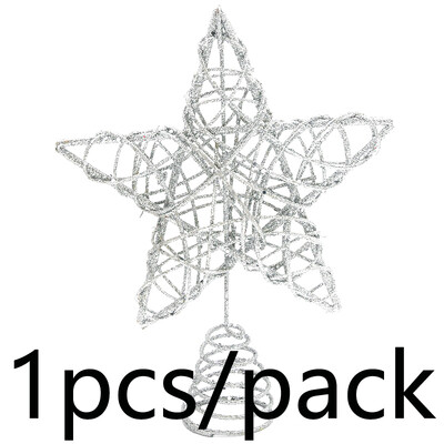 1 gabals 26*20 cm zelta sudraba vīnogulāju aplis piecstaru zvaigžņu koka galotne Ziemassvētku ballīšu piederumi mājas dekorēšanai darbvirsmas rotājumi