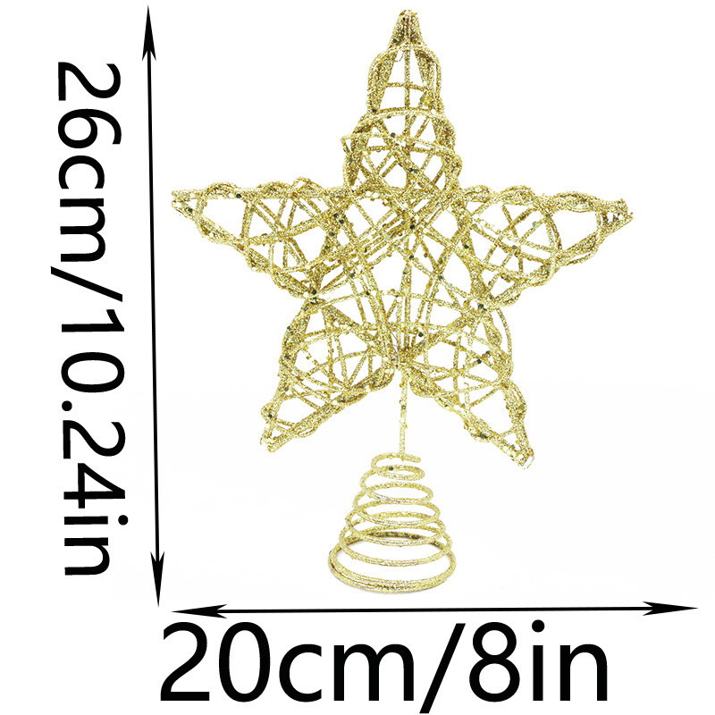 1 gabals 26*20 cm zelta sudraba vīnogulāju aplis piecstaru zvaigžņu koka galotne Ziemassvētku ballīšu piederumi mājas dekorēšanai darbvirsmas rotājumi