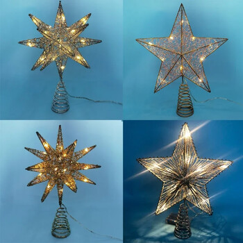 Χριστουγεννιάτικο Δέντρο LED Star Tree Topper Διακόσμηση δέντρου που λειτουργεί με μπαταρία Κρεμαστά Χριστουγεννιάτικη διακόσμηση Χριστουγεννιάτικο στολίδι Topper Star