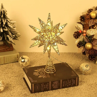 Коледна елха LED звезда Tree Topper Захранван от батерии Treetop Decoration Висяща коледна украса Коледна украса Topper Star