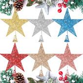 25 cm mirdzoša Ziemassvētku eglītes virsotne, metāla Ziemassvētku eglītes galotne, zvaigžņotās stieples, zelta pulvera rotājums, Ziemassvētku mājas rotājums