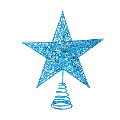 25 cm mirdzoša Ziemassvētku eglītes virsotne, metāla Ziemassvētku eglītes galotne, zvaigžņotās stieples, zelta pulvera rotājums, Ziemassvētku mājas rotājums