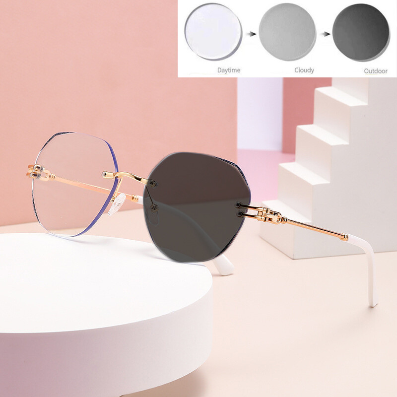 Pretzilās gaismas Augstas izšķirtspējas tālredzības brilles Fotohromiskas bezrāmju lasīšanas brilles Modes, modernas, lasīšanas brilles