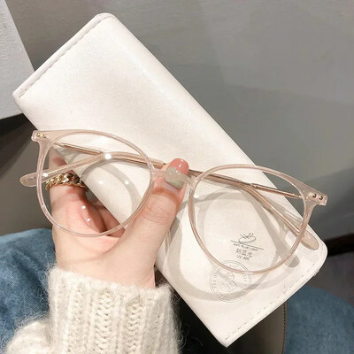 Ochelari pentru miopie, cu finisare la modă, pentru femei, cu cadru rotund, cu blocare a luminii albastre, ochelari pentru bărbați, unisex, retro, ochelari cu dioptrie minus