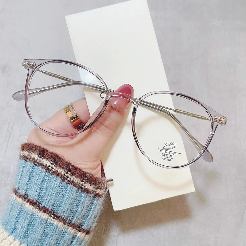 Ochelari pentru miopie, cu finisare la modă, pentru femei, cu cadru rotund, cu blocare a luminii albastre, ochelari pentru bărbați, unisex, retro, ochelari cu dioptrie minus