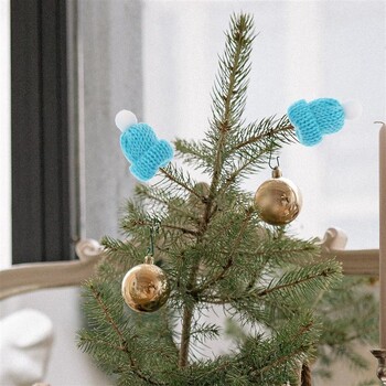 10PCS Мини коледни шапки за Xmas Party Decor Плетени малки шапки на Дядо Коледа Home Party Направи си сам ръчно изработени занаяти аксесоар