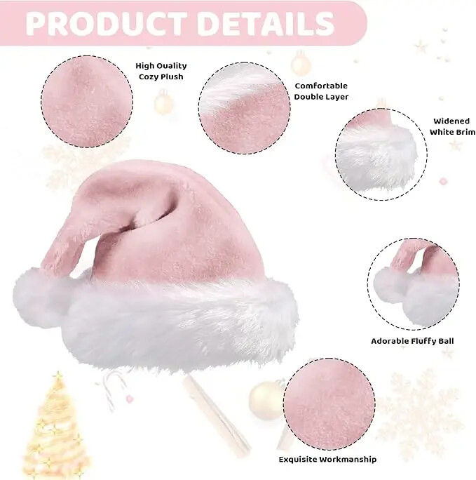 Ziemassvētku cepure pieaugušajiem Ziemassvētku vecīša cepure vīriešiem un sievietēm Rozā zaļa zila sarkana dzeltena violeta pelēka balta melna