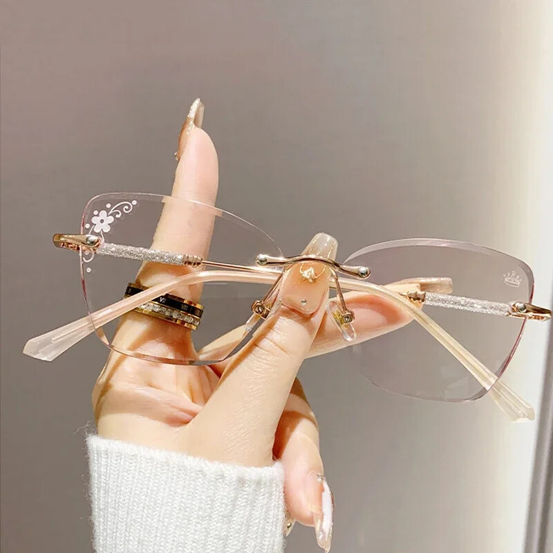 Mood Teemant naiste lugemisprillid Trendikad ääristeta kõrglahutusega sinised hele Presbüoopia prillid Kaugnägemisprillid