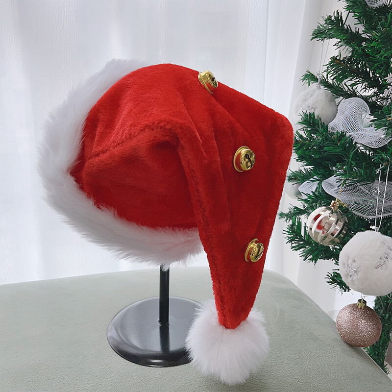 Felnőtt Mikulás sapka harangokkal Klasszikus aranyos karácsonyi parti sapka ünnepi Cosplay jelmez kellékekhez
