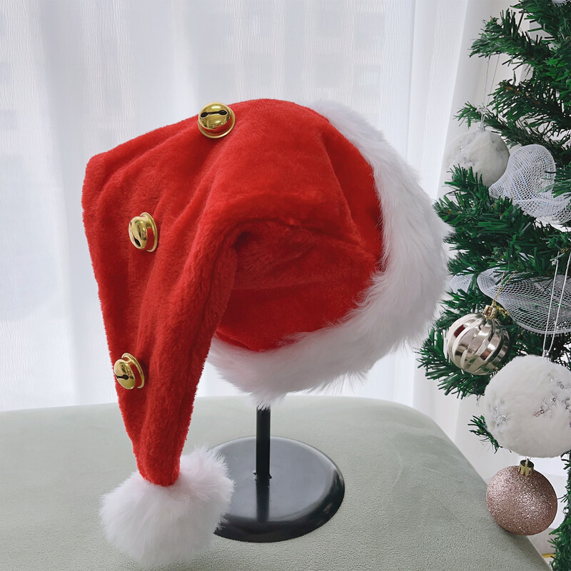 Felnőtt Mikulás sapka harangokkal Klasszikus aranyos karácsonyi parti sapka ünnepi Cosplay jelmez kellékekhez