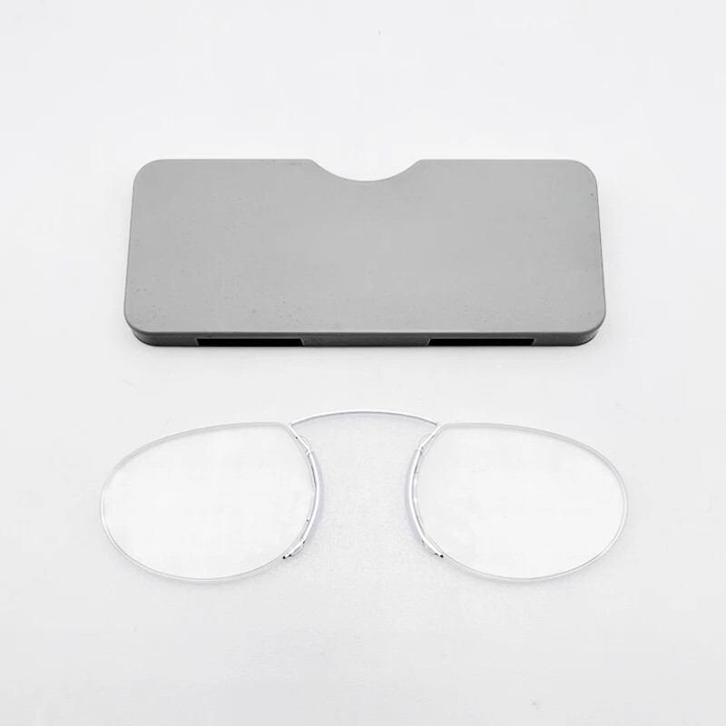 2024 Titánové mini okuliare na čítanie s klipom na nos, okrúhle optické okuliare s krabičkou, peňaženkou, prenosné dioptrické okuliare, stupeň 1 až 3