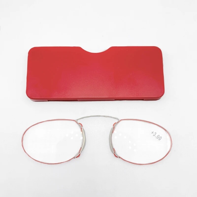 2024 Titánové mini okuliare na čítanie s klipom na nos, okrúhle optické okuliare s krabičkou, peňaženkou, prenosné dioptrické okuliare, stupeň 1 až 3