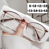 Új divatos kerek keret Presbyopia szemüvegek Vintage női férfi férfi távoli látás gátló kék fény olvasó szemüvegek Dioptria +4,0