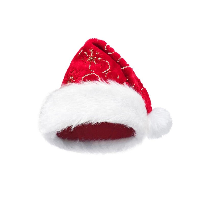 Mikulás sapkák felnőtteknek és gyerekeknek Karácsonyi sapka plüss patchwork flitterek hímzés Mikulás sapkák party sapkák Bobbles sapka