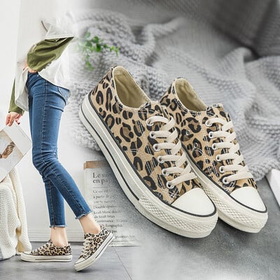 Leopard Canvas Kingad Naiste Lamedad tossud vabaaja naiste kõrge ülaosaga Tenis obuwie sportowe damskie markowe chaussure