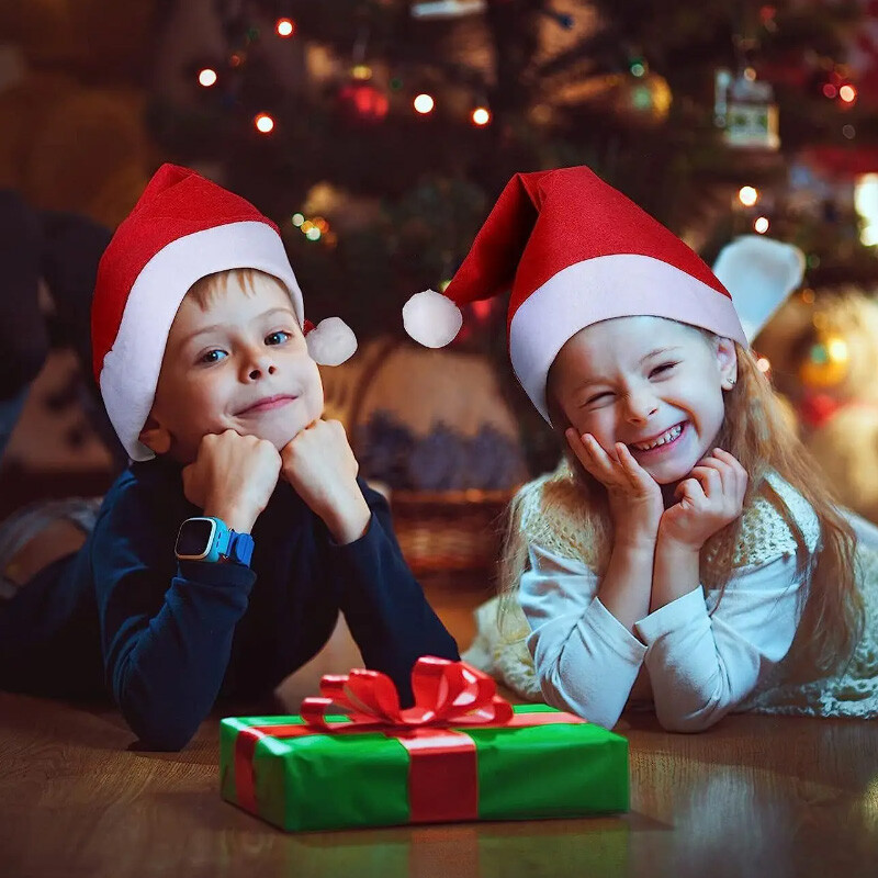 Paketi od 5 boja Božićne kape Plišana kapa Djeda Mraza Udobna baršunasta crvena božićna kapa za božićne zabave Prikladna za odrasle
