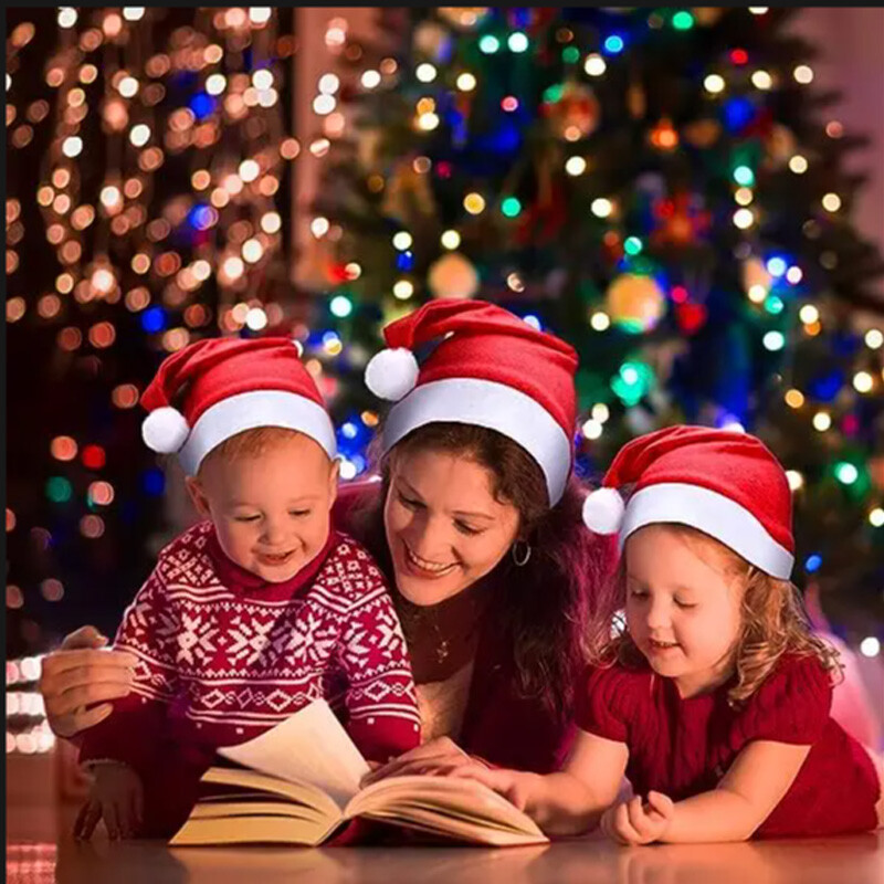 Paketi od 5 boja Božićne kape Plišana kapa Djeda Mraza Udobna baršunasta crvena božićna kapa za božićne zabave Prikladna za odrasle