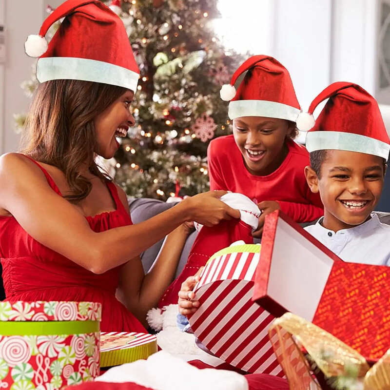 Paketi od 5 boja Božićne kape Plišana kapa Djeda Mraza Udobna baršunasta crvena božićna kapa za božićne zabave Prikladna za odrasle