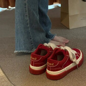 Vintage κόκκινο καμβά χαμηλά γυναικεία αθλητικά παπούτσια Casual γράμματα κέντημα skateboard Παπούτσια φοιτητικά Flat 2024