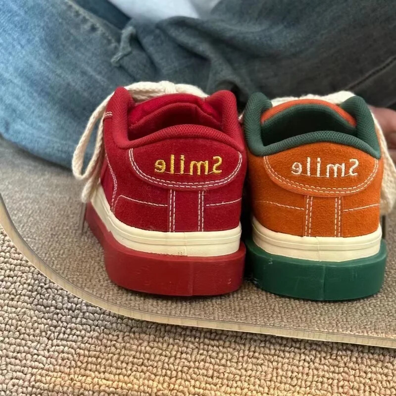 Vintage κόκκινο καμβά χαμηλά γυναικεία αθλητικά παπούτσια Casual γράμματα κέντημα skateboard Παπούτσια φοιτητικά Flat 2024