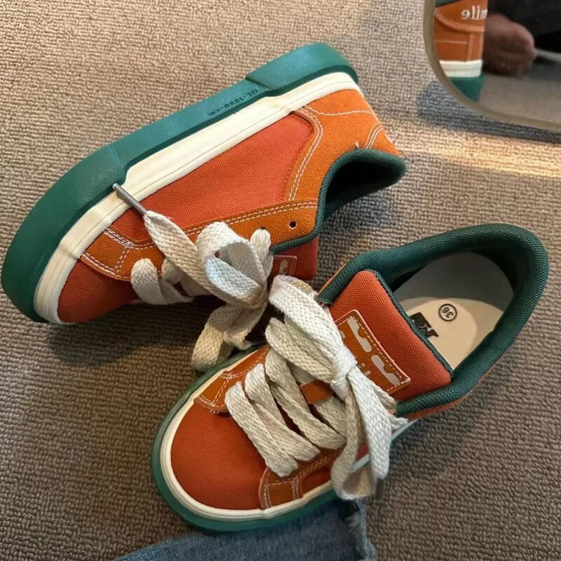 Vintage κόκκινο καμβά χαμηλά γυναικεία αθλητικά παπούτσια Casual γράμματα κέντημα skateboard Παπούτσια φοιτητικά Flat 2024