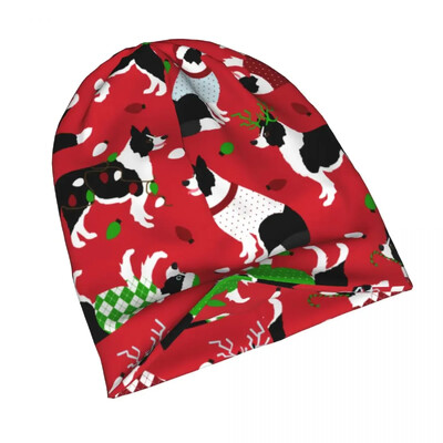 Kalėdinės Borderkolis Šuo Kapotos Kepurės Megztos Skrybėlės Mada Gatvės Skullies Beanies Skrybėlė Vyriška Moteriška Šilta Dvejopo naudojimo kepuraitė