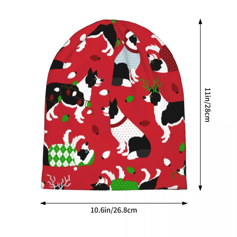 Kalėdinės Borderkolis Šuo Kapotos Kepurės Megztos Skrybėlės Mada Gatvės Skullies Beanies Skrybėlė Vyriška Moteriška Šilta Dvejopo naudojimo kepuraitė